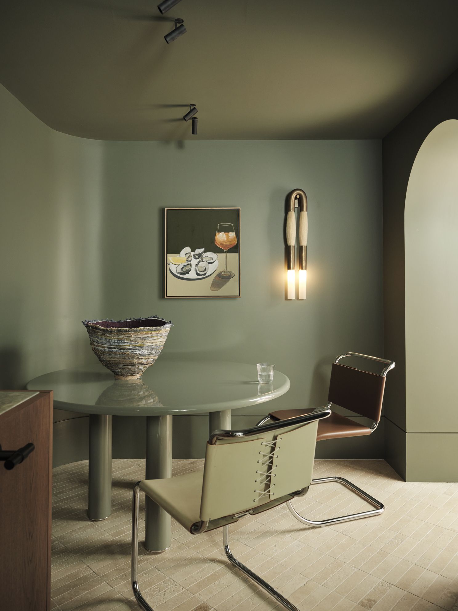 Cellar with eucalyptus green colour drench