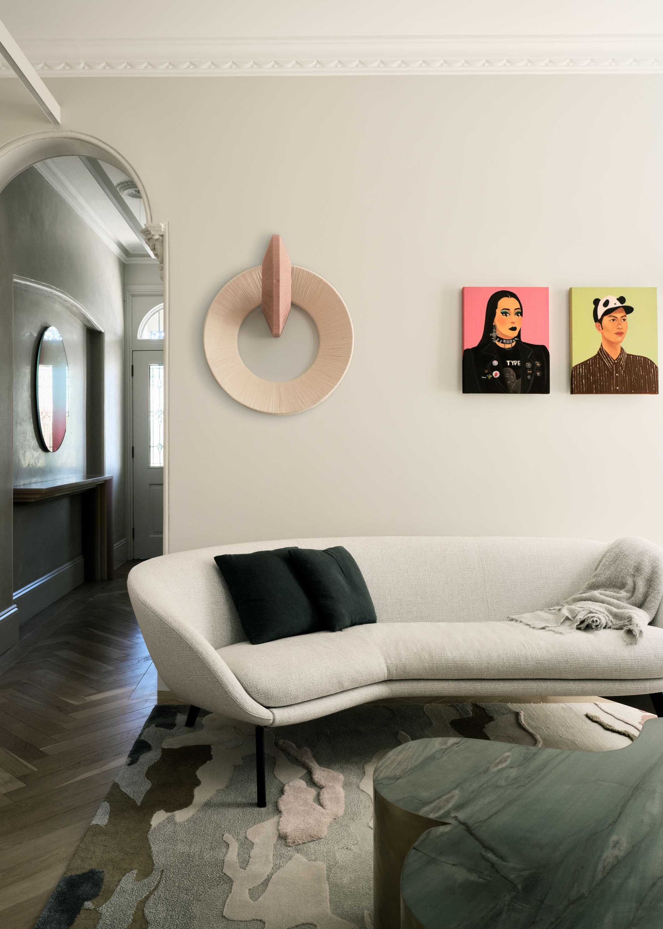 Sherbert, Living room with view to hallway and entrance