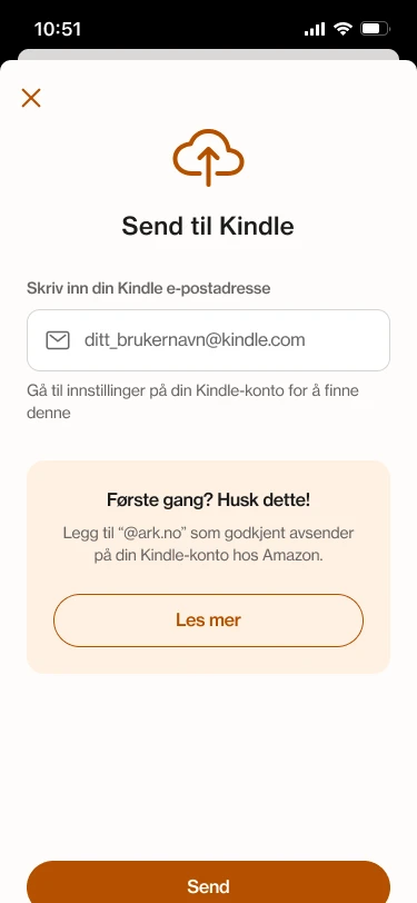 Slik sender du til Kindle fra ARK-appen