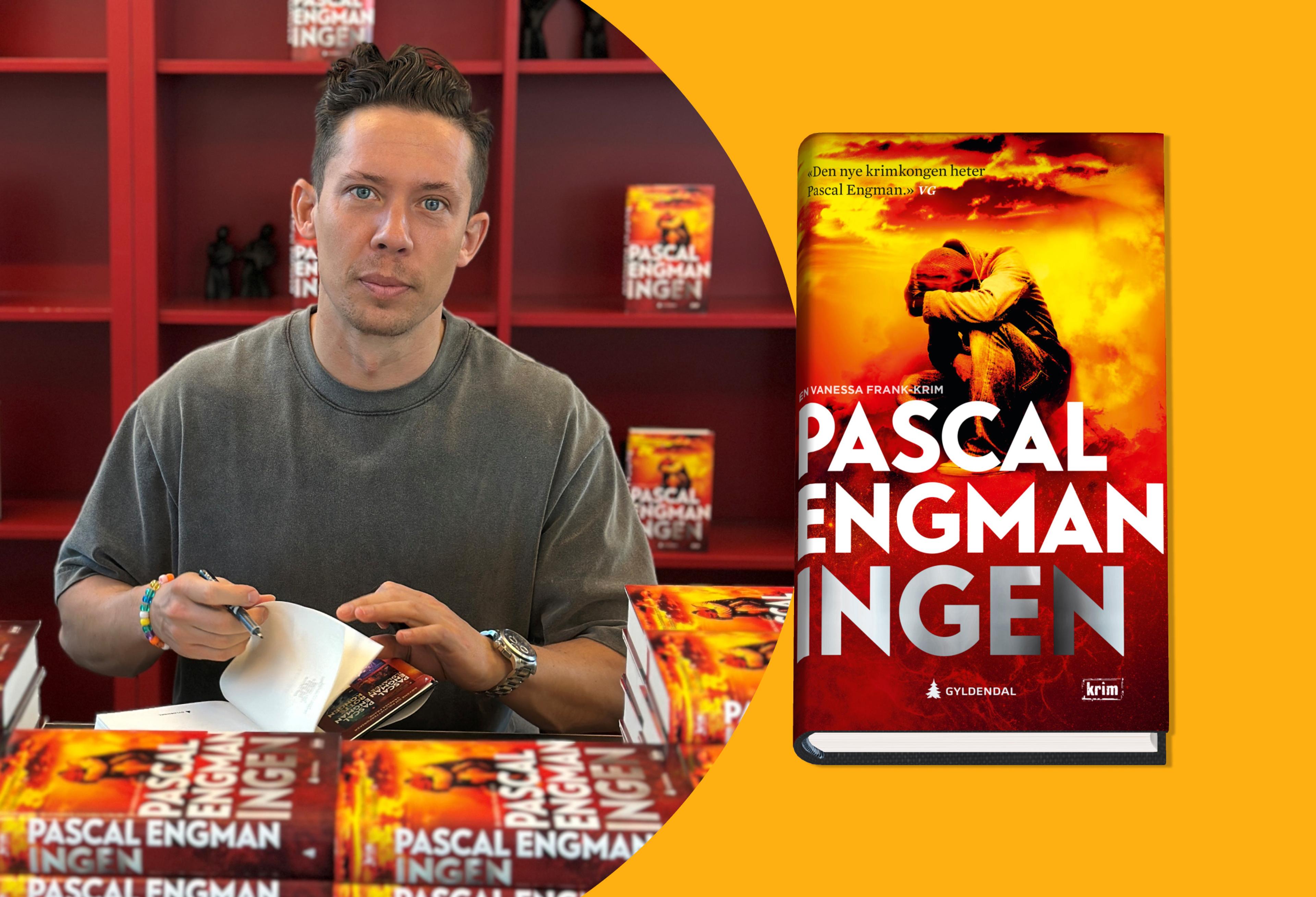 Pascal Engman som signerer boka Ingen