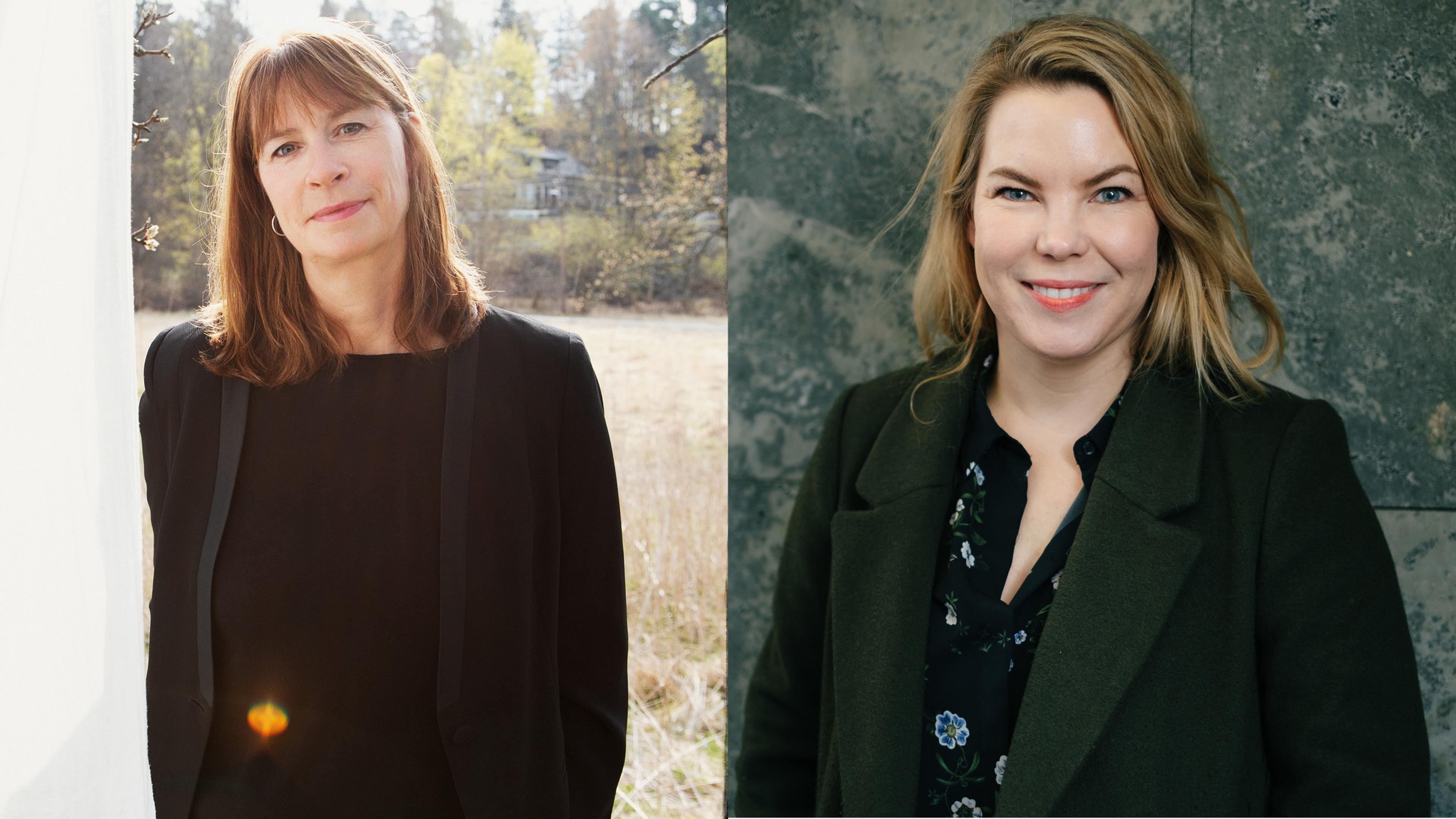 Forfatterne Cecilie Enger og Marta Breen møtes til en samtale om feminisme i podkasten "Mellom linjene" Foto: Julie Pike/ Åsmund Holien Mo