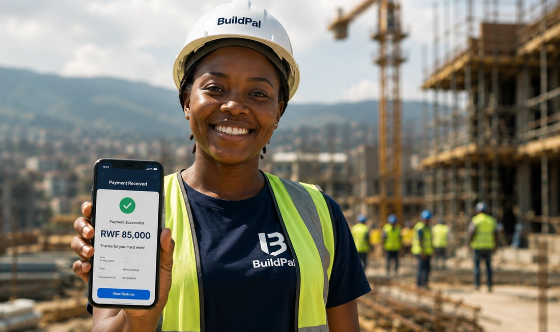 A construction worker on a Buildpal site