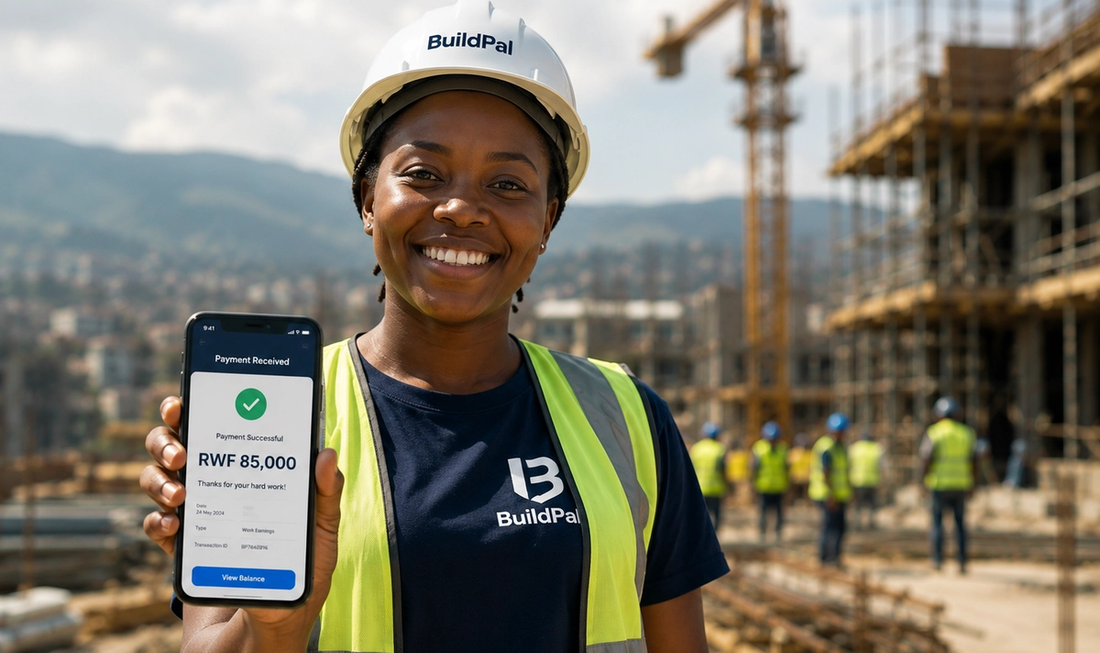 A construction worker on a Buildpal site
