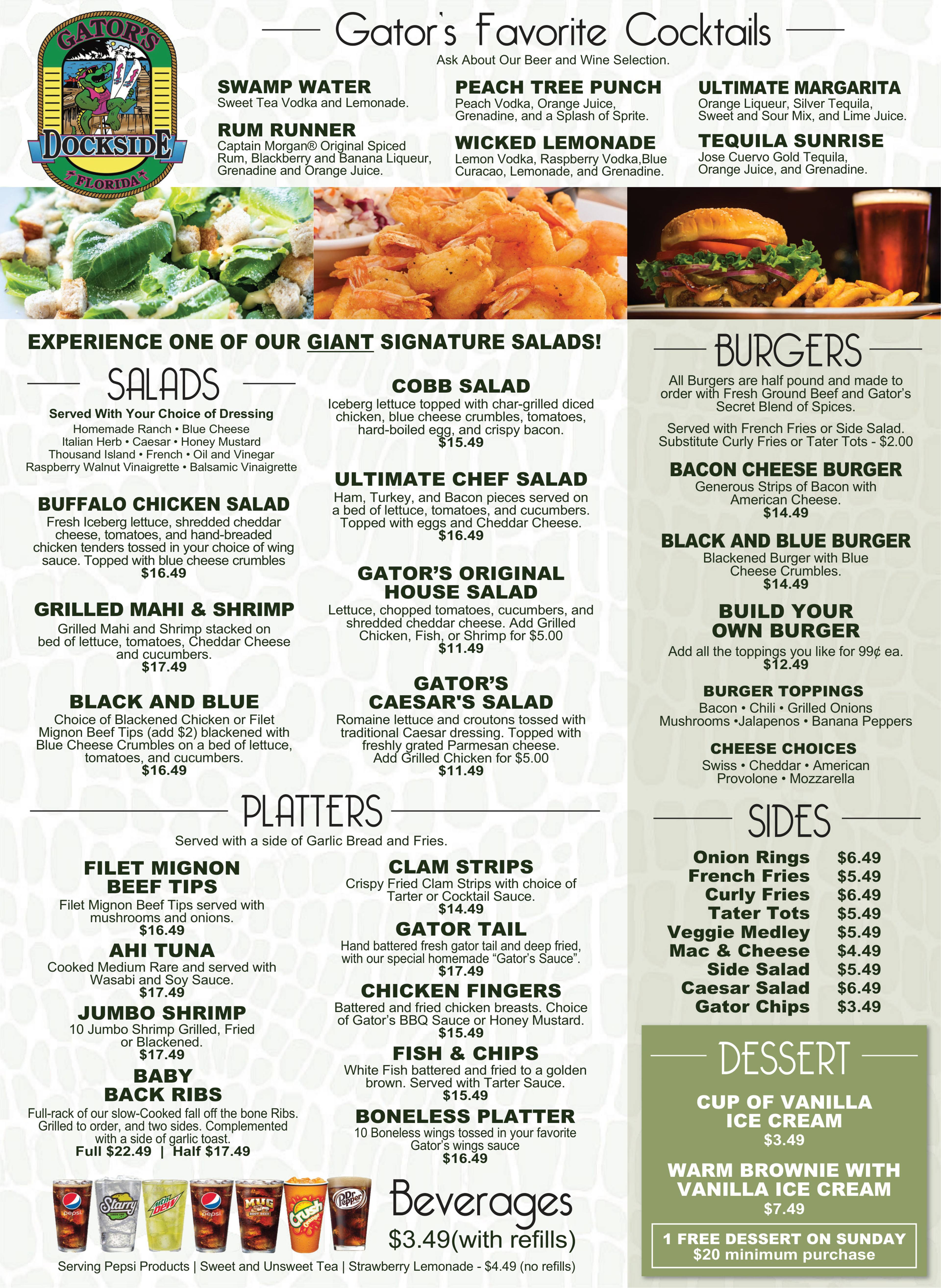 Printed menu, page 3