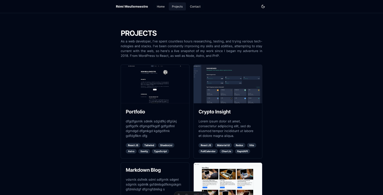 Image of the projects page