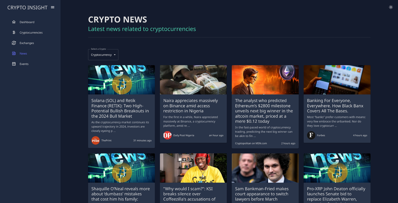 Image of the crypto news page