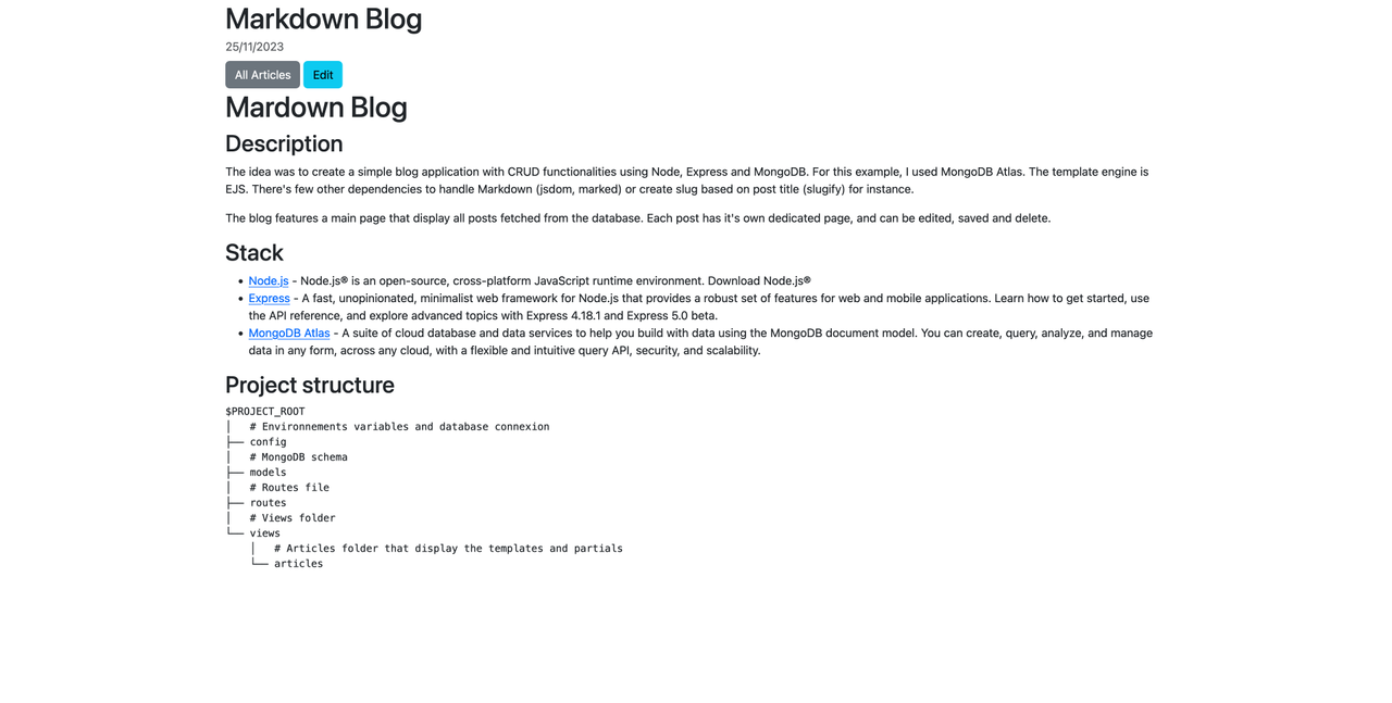 Image of a single post page