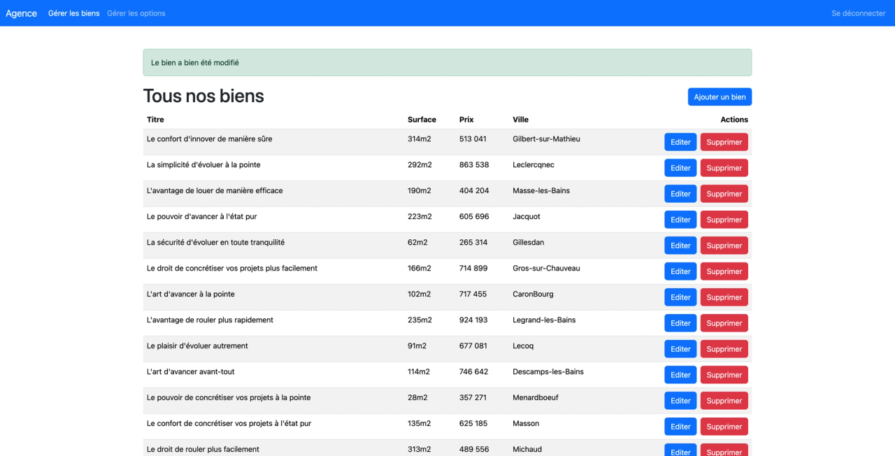 Image of the properties as a logged-in administrator