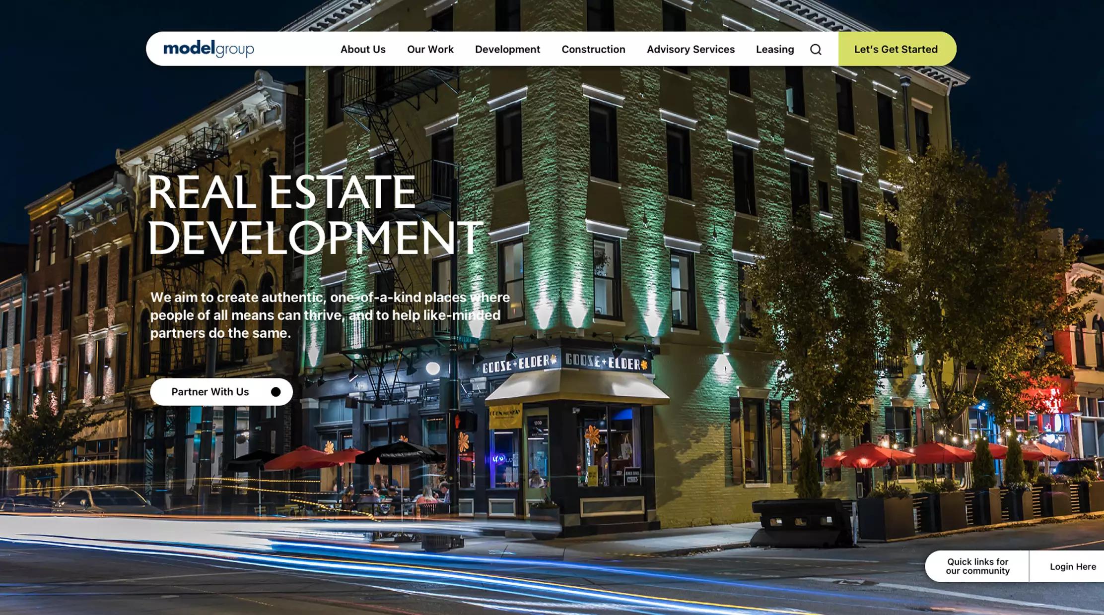 Hero image of real estate development page