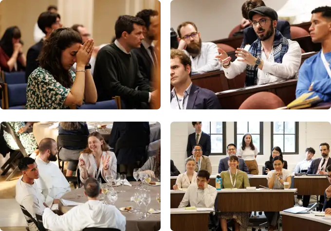 4 images of people at Thomsitic Institute events