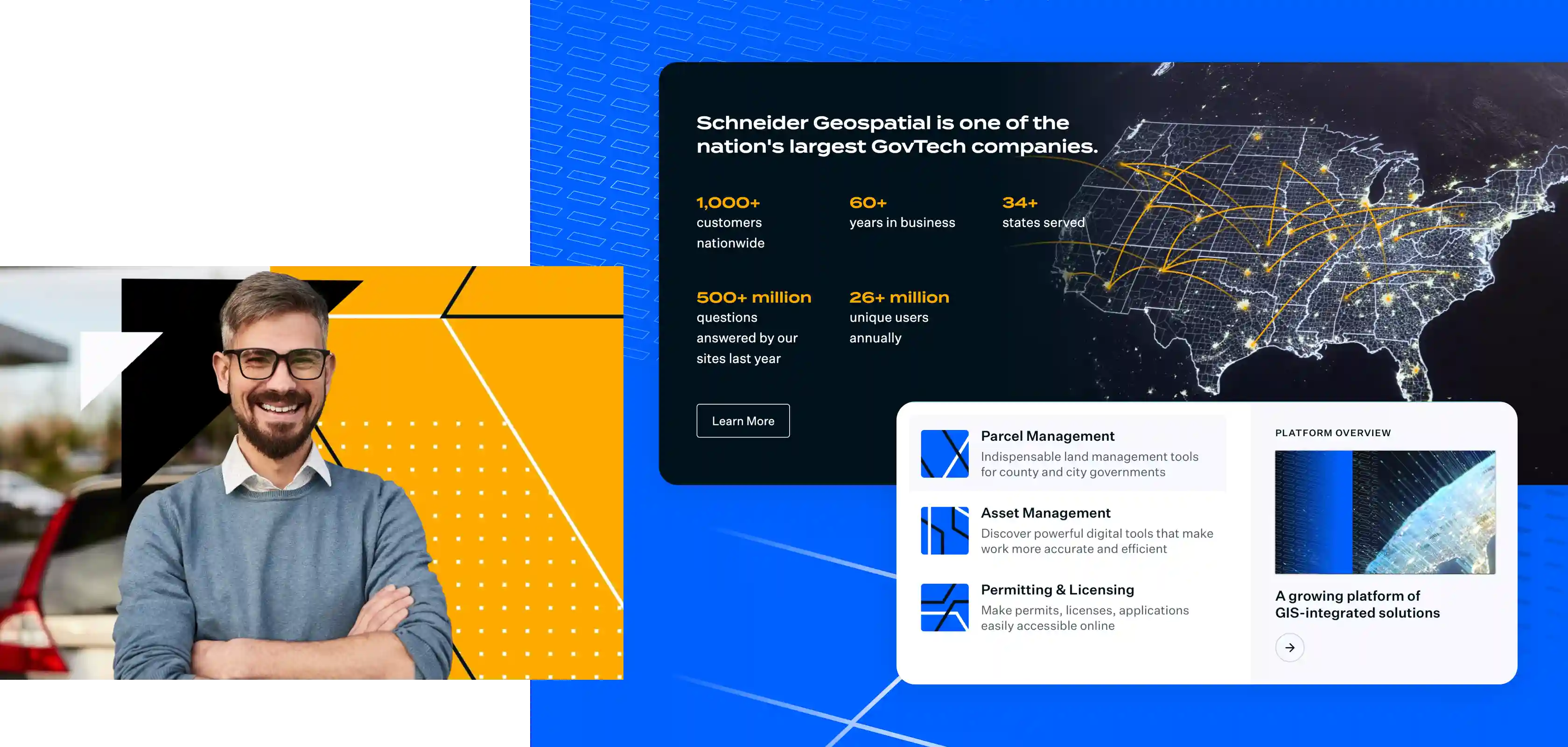 Screenshots of imagery and interfaces from the Schneider GIS website