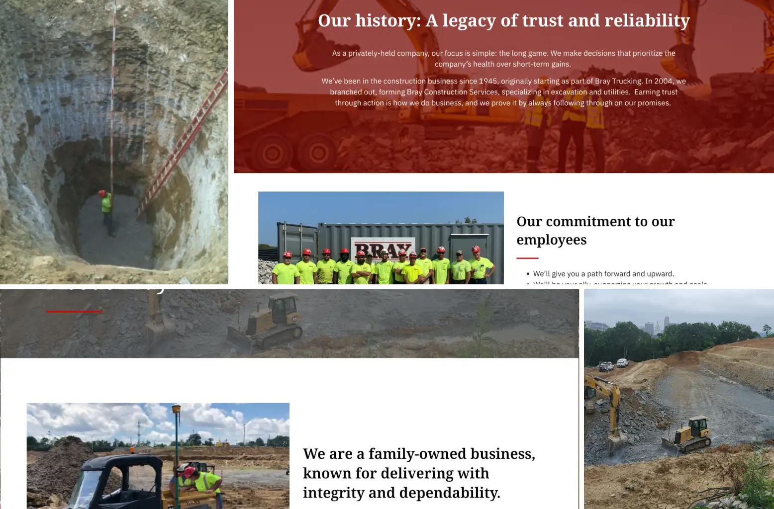 a collage of the bray website