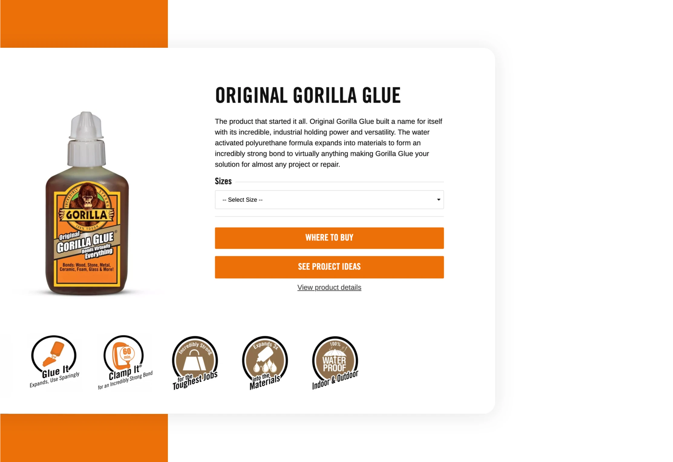 Gorilla Glue Web Page Example