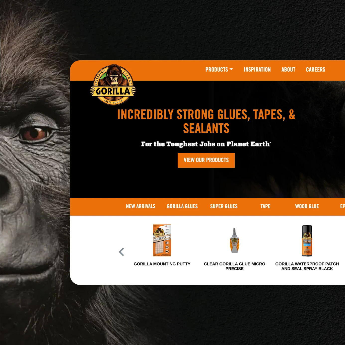 Gorilla Glue Website Page Example