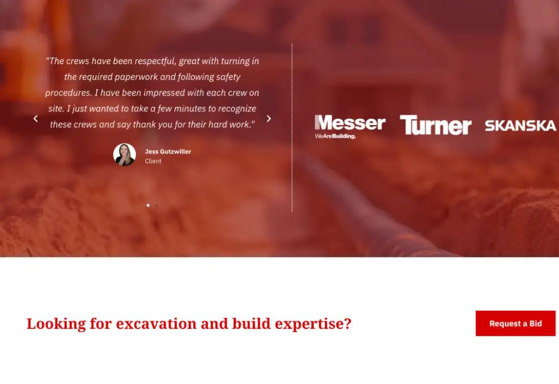 a screenshot of the bray construction website