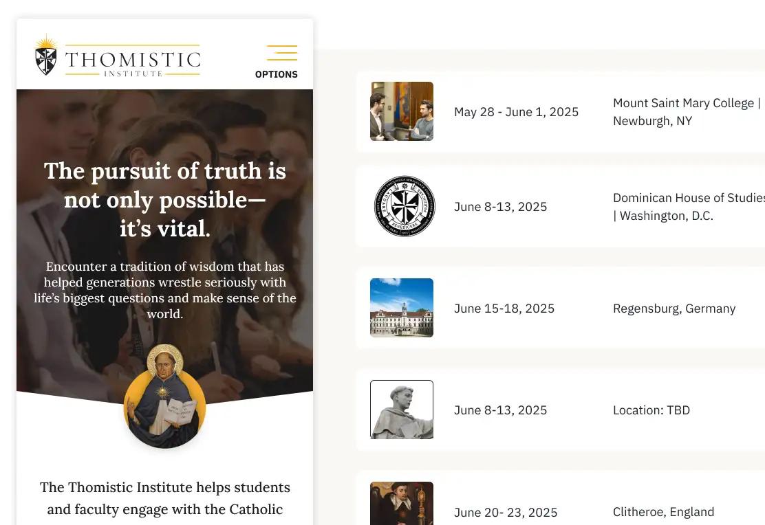 A screenshot of the Thomistic Institute website