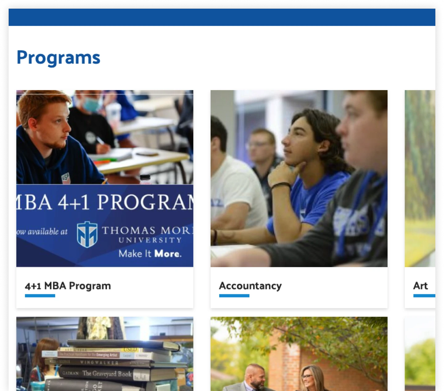 Thomas Moore University Web page example