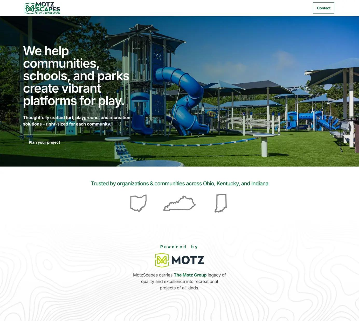 screenshot of the website