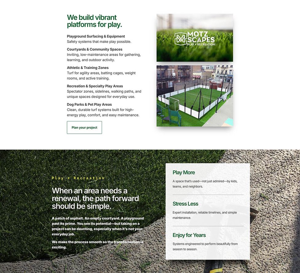 motzscapes homepage sections