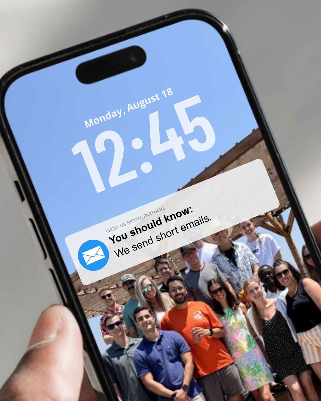 A phone with a notification about an email newsletter
