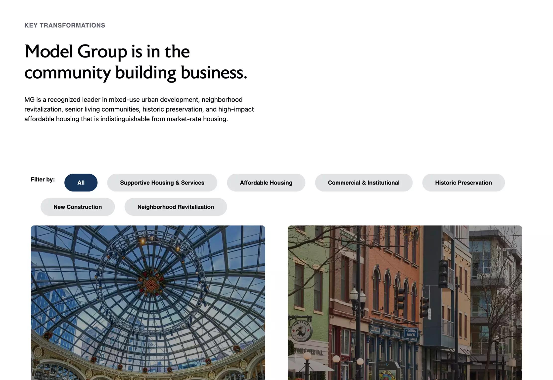 filter options on a web page