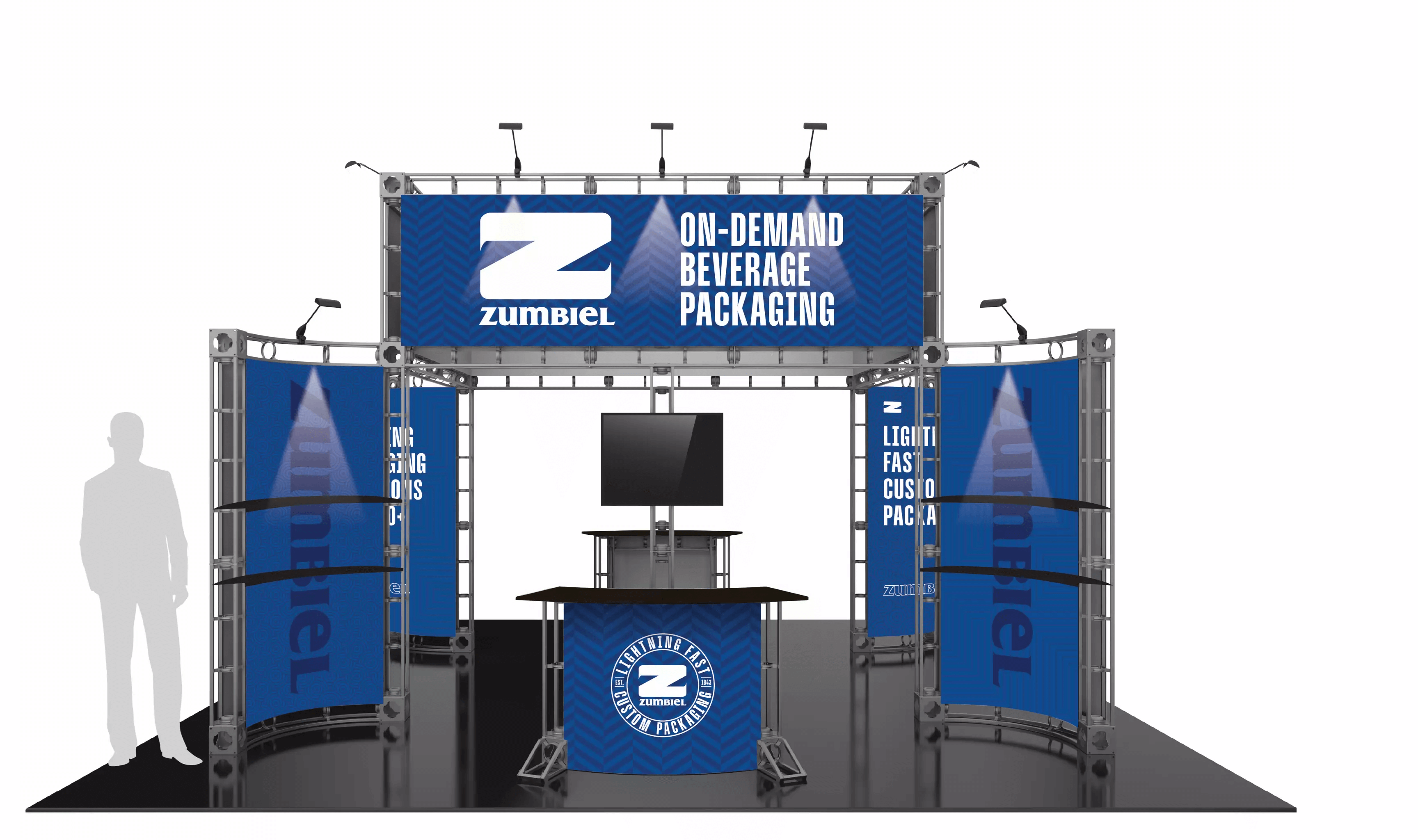 Rendering of the Zumbiel trade show booth