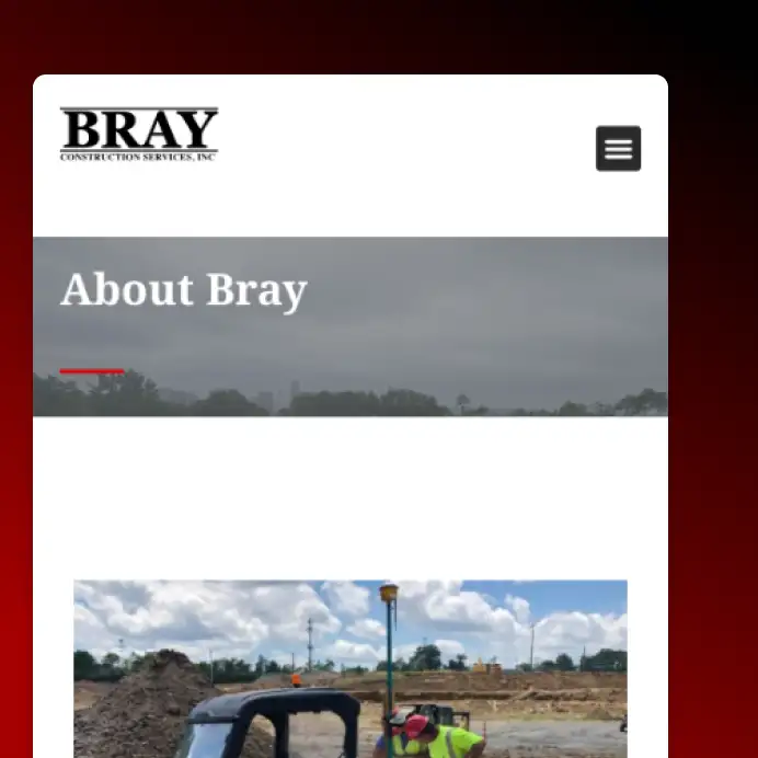 the mobile layout of the bray construction website