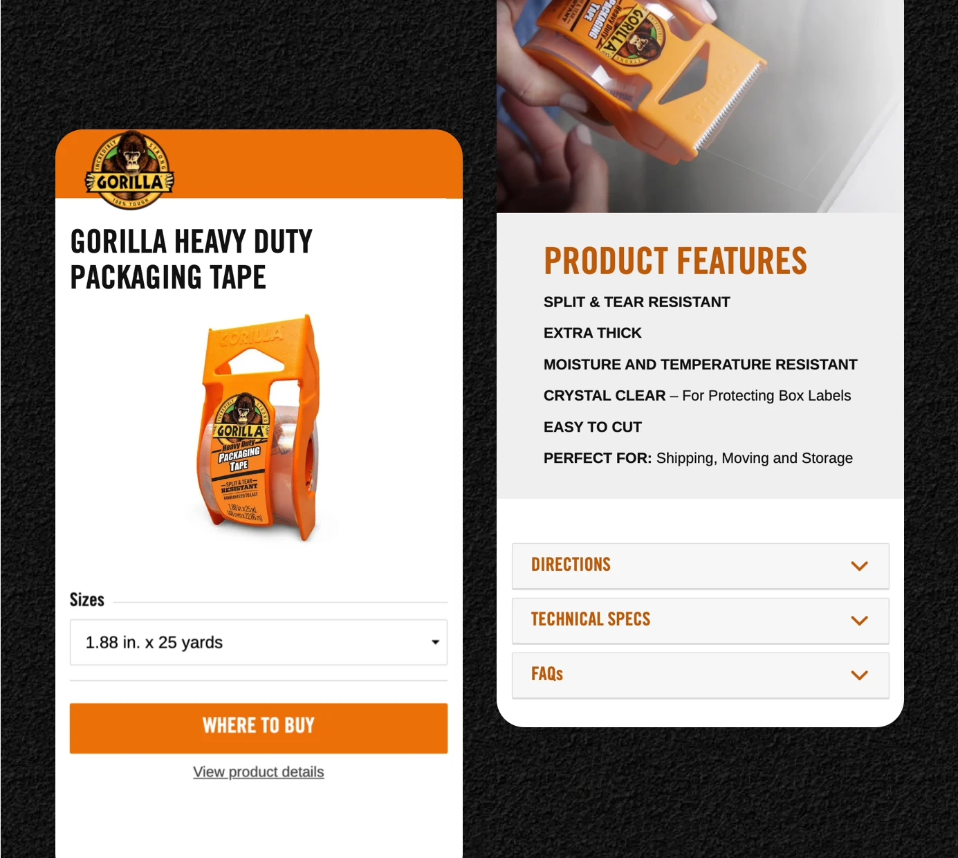 Gorilla Glue Example of Mobile View