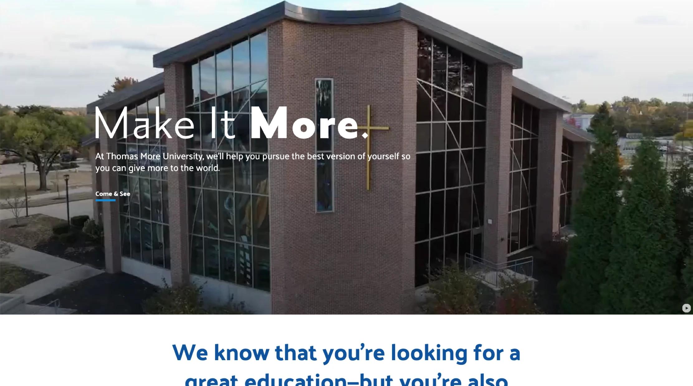 Thomas Moore University Web page example