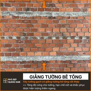 Xây tường gạch có giằng tường bê tông cốt thép