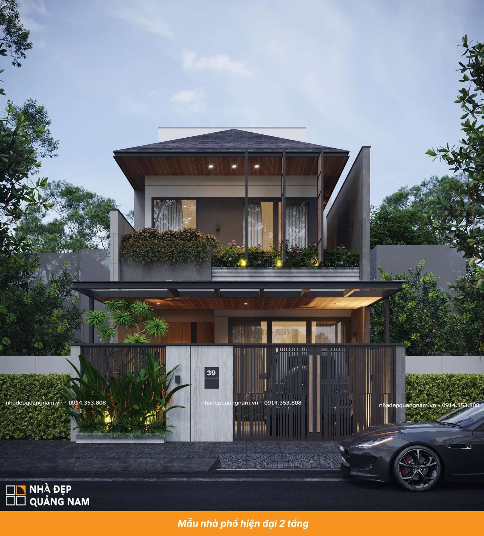 Mẫu nhà phố hiện đại 2 tầng