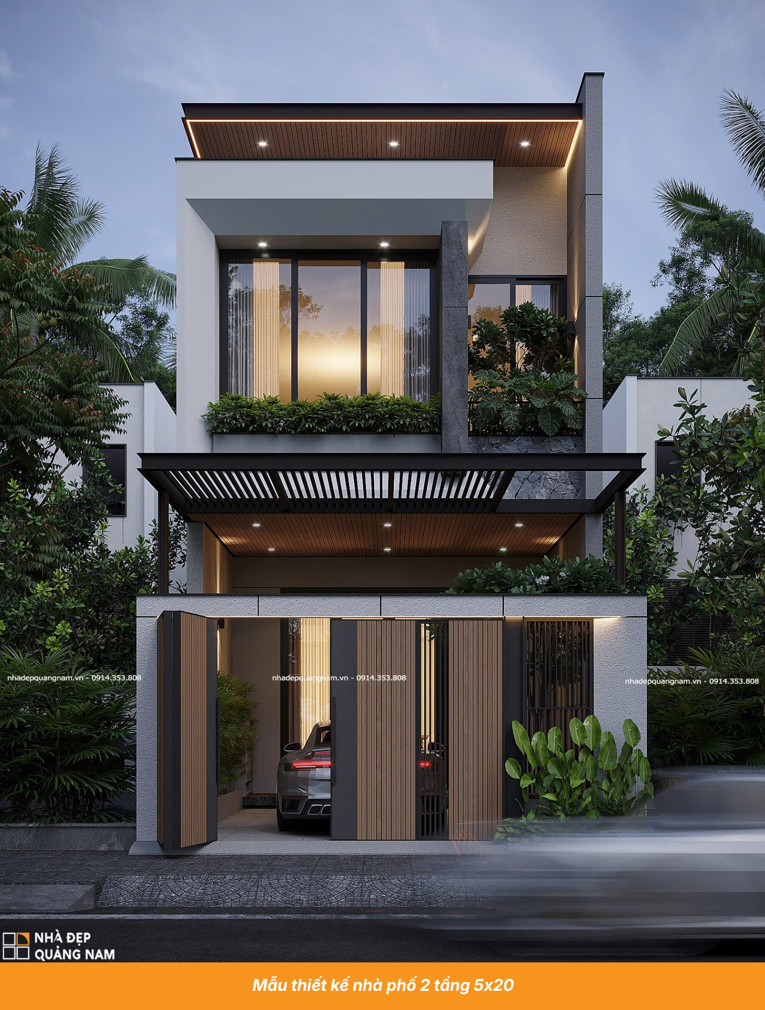 Mẫu thiết kế nhà phố 2 tầng 5x20