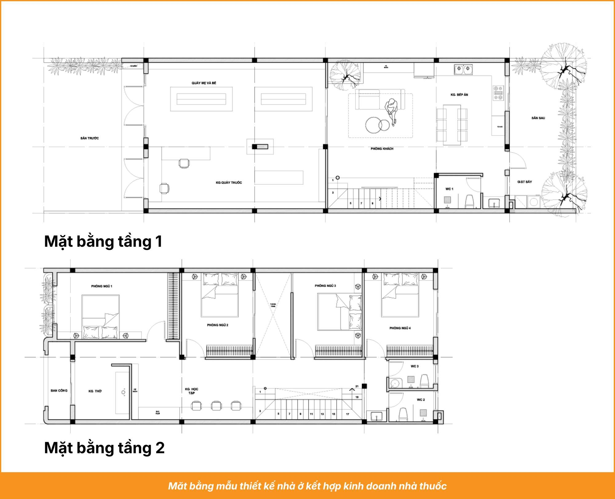 Măt bằng mẫu thiết kế nhà ở kết hợp kinh doanh nhà thuốc
