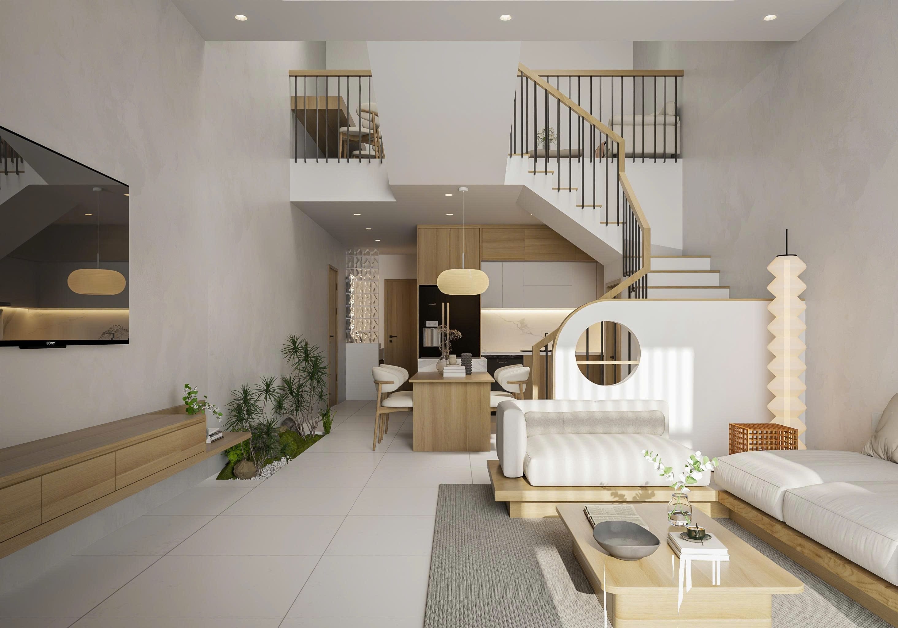 TT House - Giải pháp thiết kế nhà phố lệch tầng hiện đại, ngập tràn sắc xanh