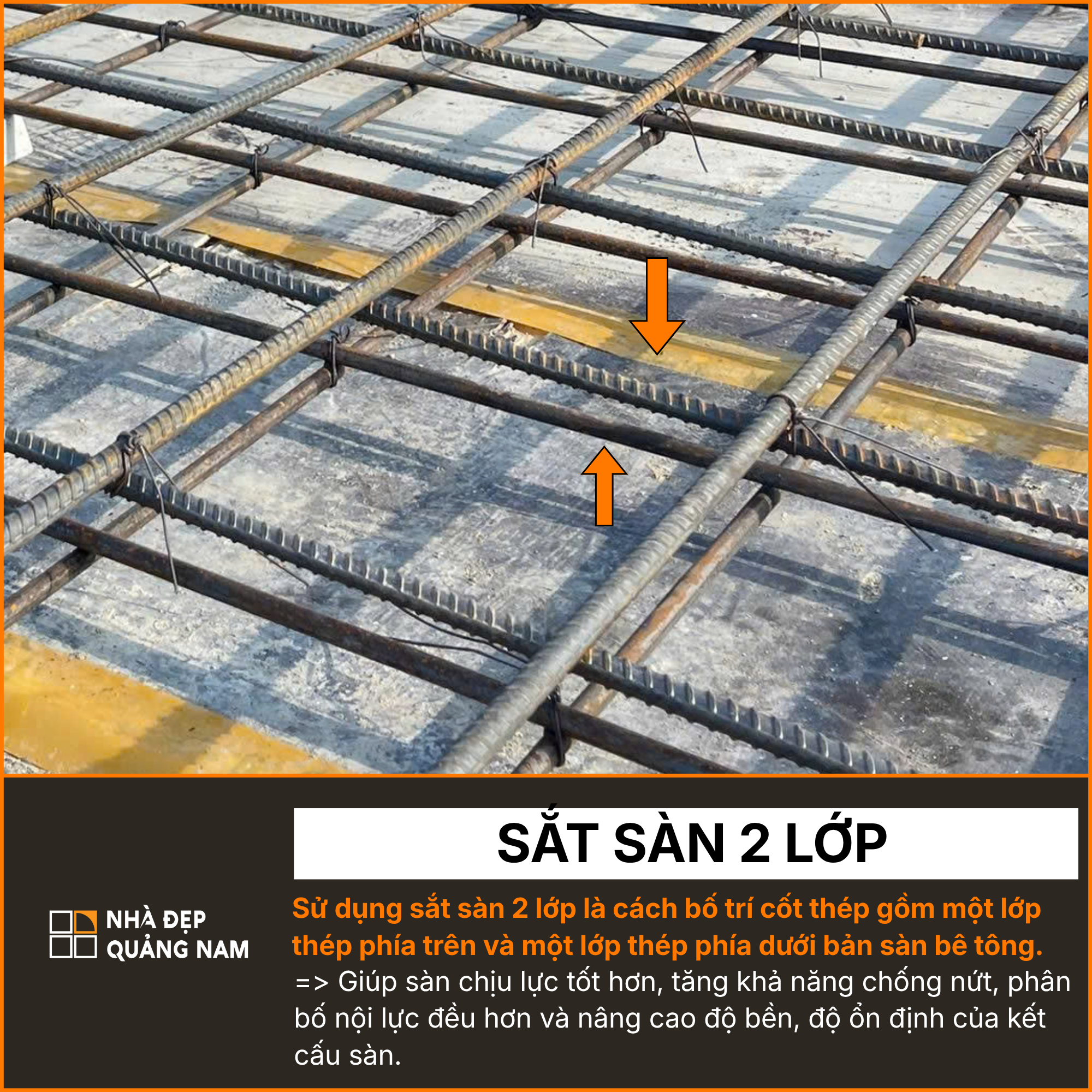 Sắt sàn 2 lớp chống nứt trong thi công tại Nhà Đẹp Quảng Nam