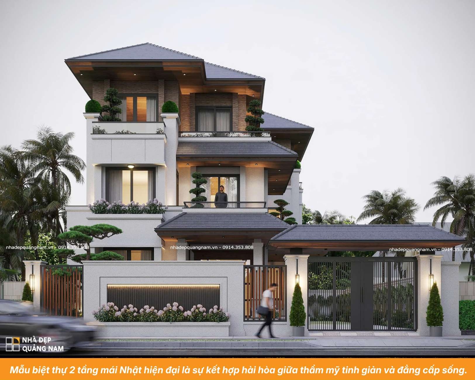 Mẫu biệt thự 2 tầng mái Nhật hiện đại là sự kết hợp hài hòa giữa thẩm mỹ tinh giản và đẳng cấp sống.
