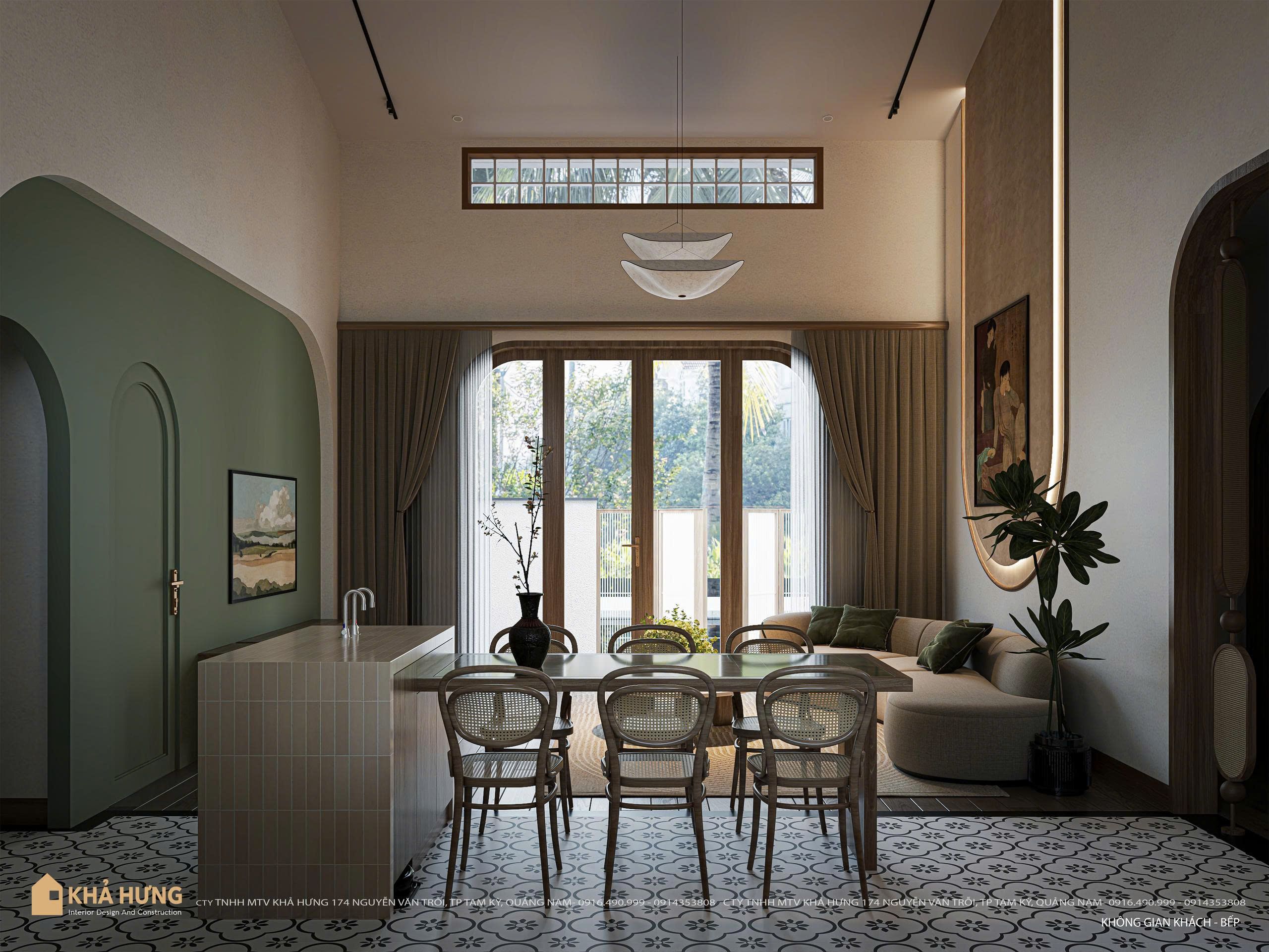 NĐQN | Không gian phòng khách bếp hướng ra bên ngoài