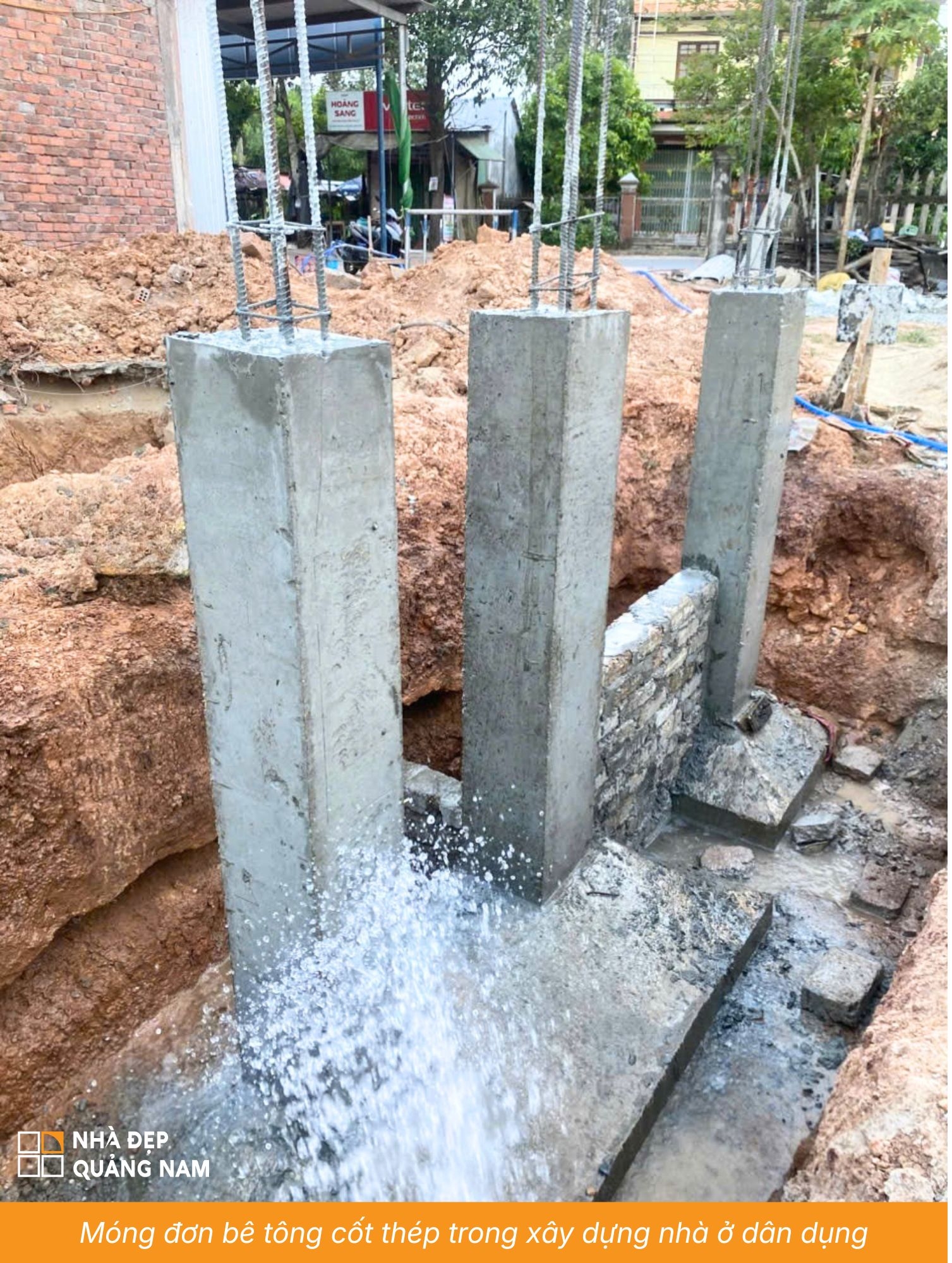Móng đơn bê tông cốt thép trong xây dựng nhà ở dân dụng