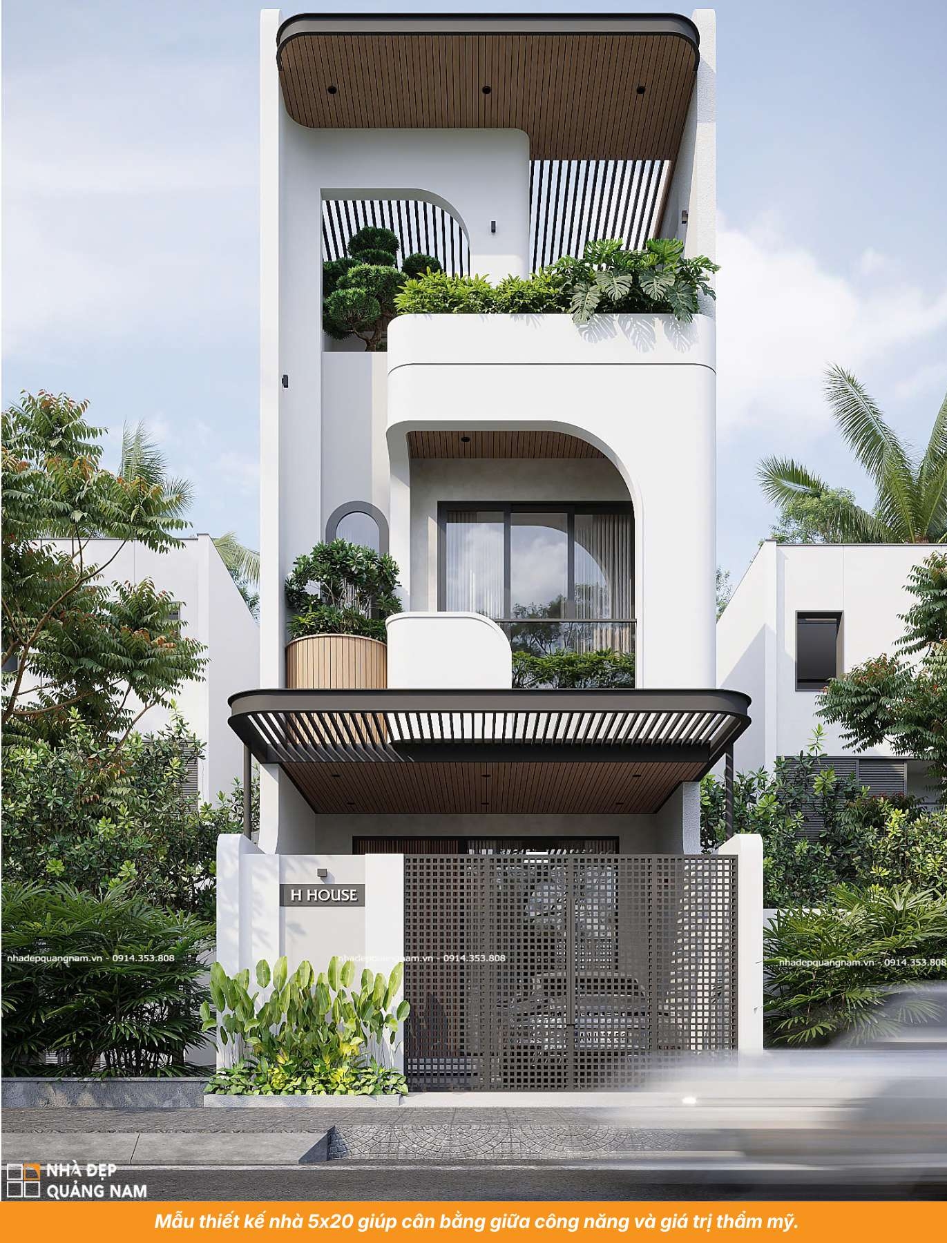 Mẫu thiết kế nhà 5x20 giúp cân bằng giữa công năng và giá trị thẩm mỹ.