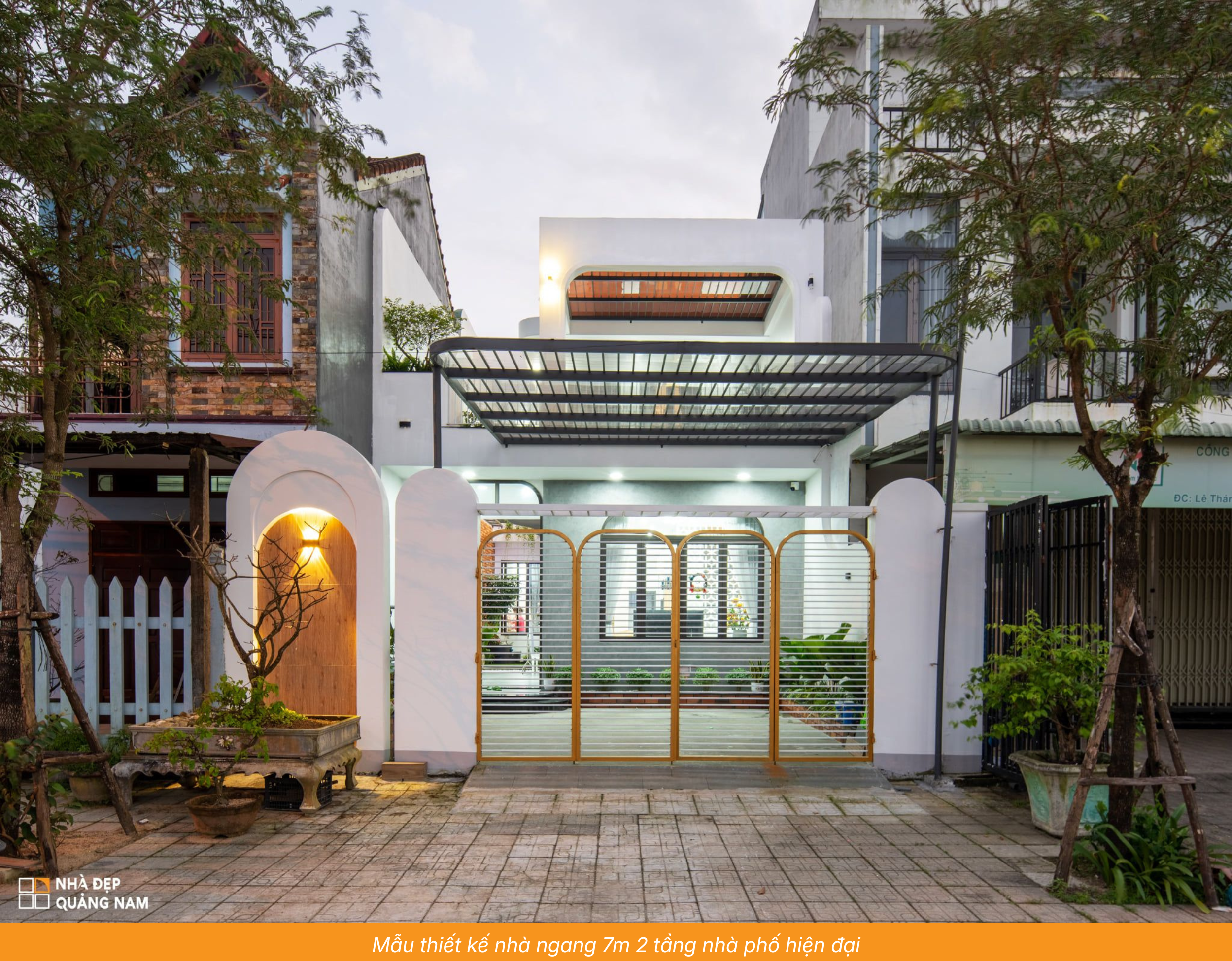 Mẫu thiết kế nhà ngang 7m 2 tầng nhà phố hiện đại
