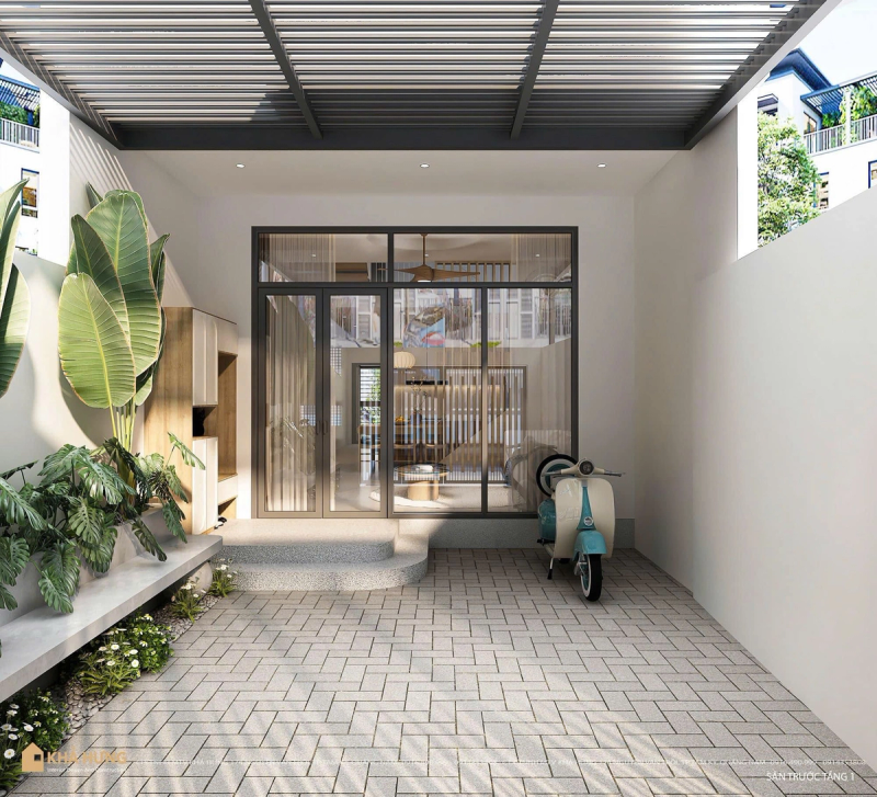 NHÀ ĐẸP QUẢNG NAM| Khoảng sân trước hấp thụ năng lượng thiên nhiên