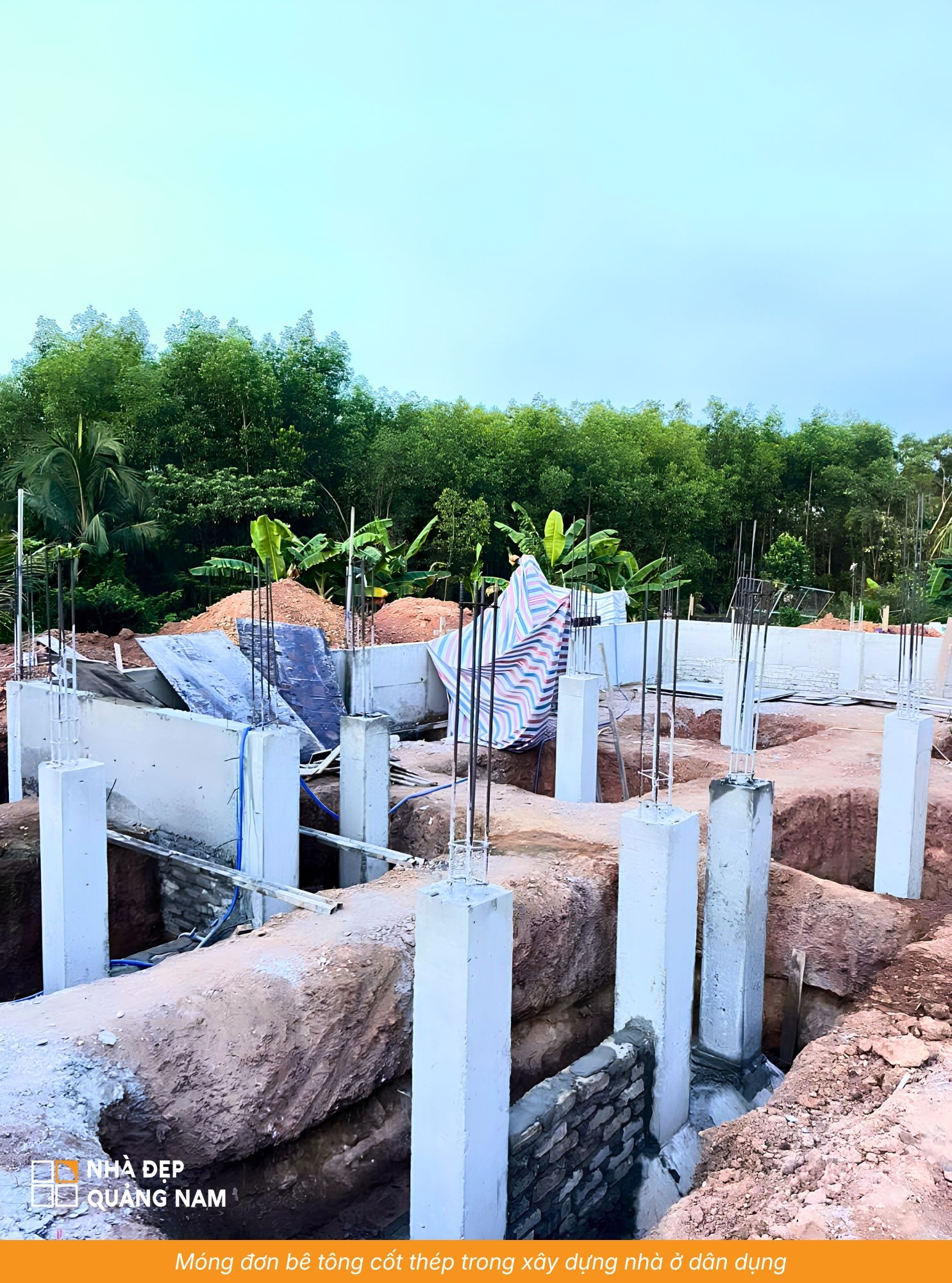 Móng đơn bê tông cốt thép trong xây dựng nhà ở dân dụng