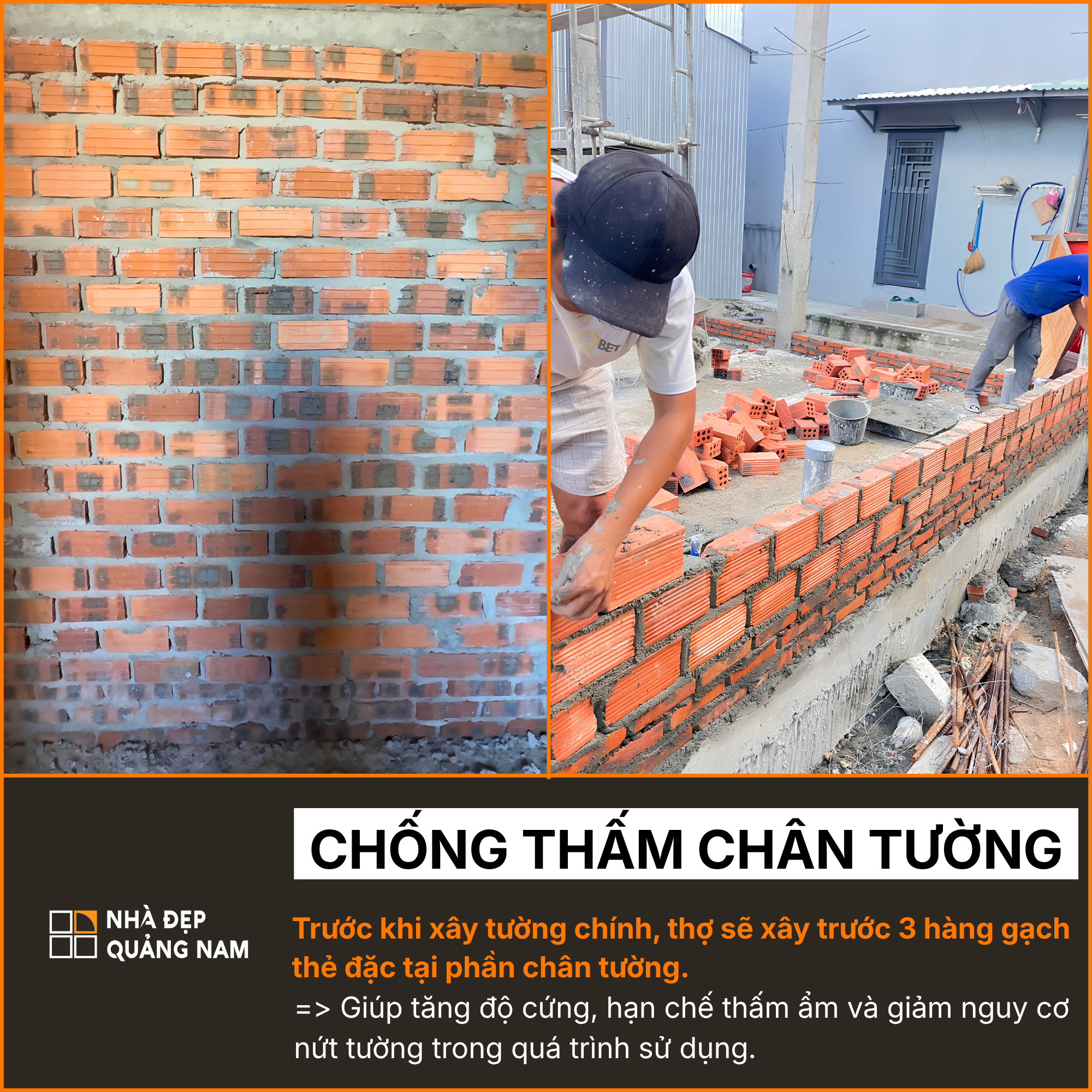 Chống thấm chân tường trong thi công tại Nhà Đẹp Quảng Nam