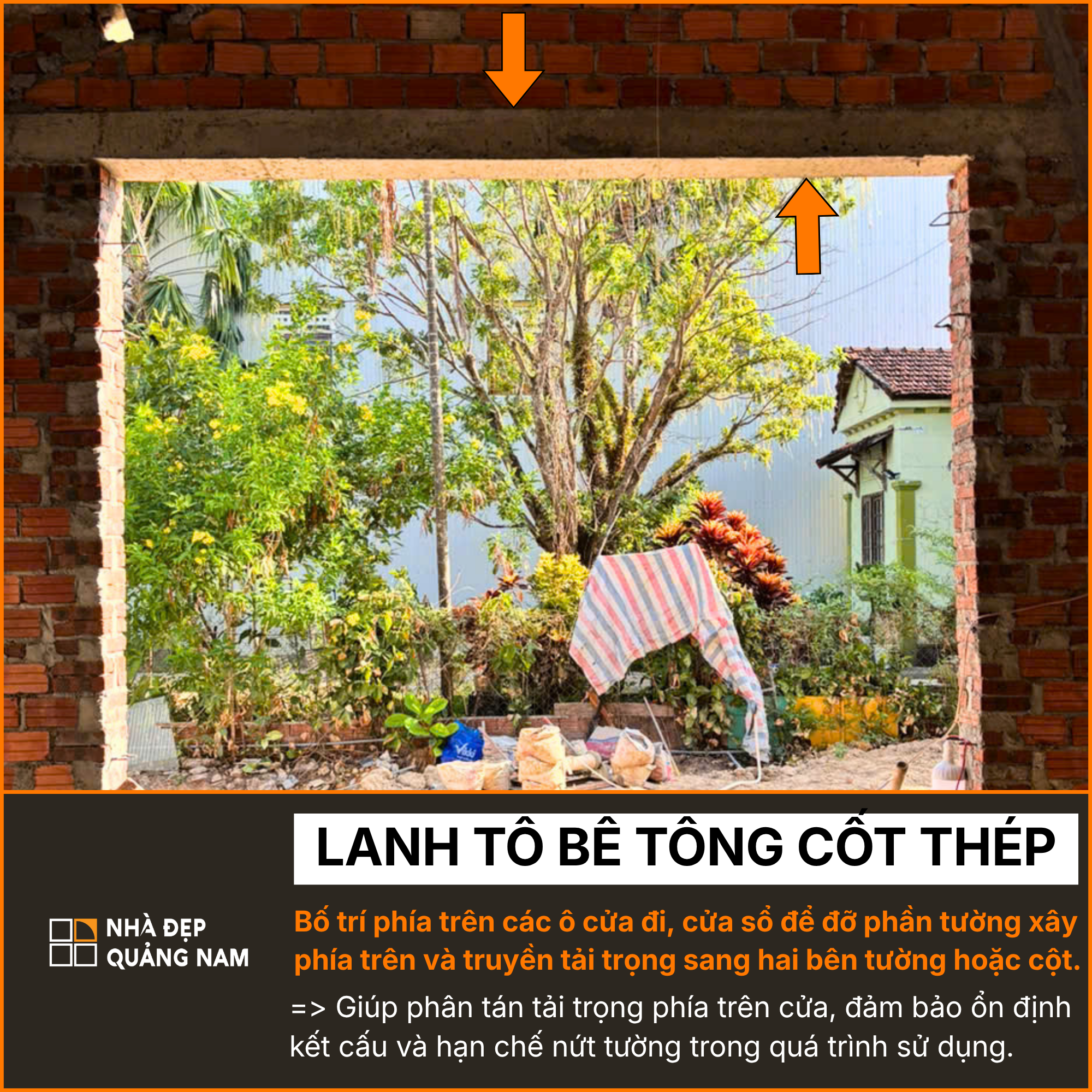 Lăng tô bê tông cốt thép tại cửa sổ, cửa đi trong thi công tại Nhà Đẹp Quảng Nam