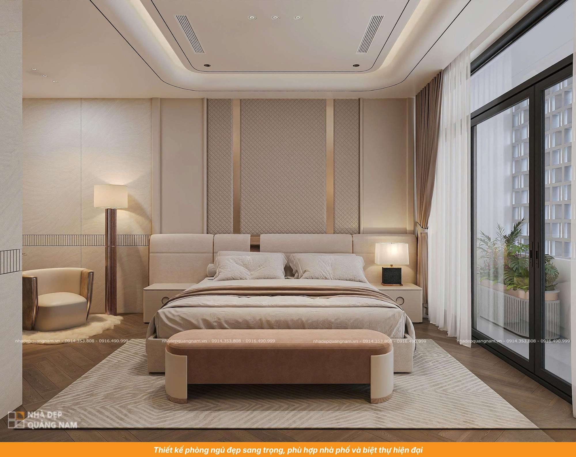 Thiết kế phòng ngủ đẹp sang trọng, phù hợp nhà phố và biệt thự hiện đại
