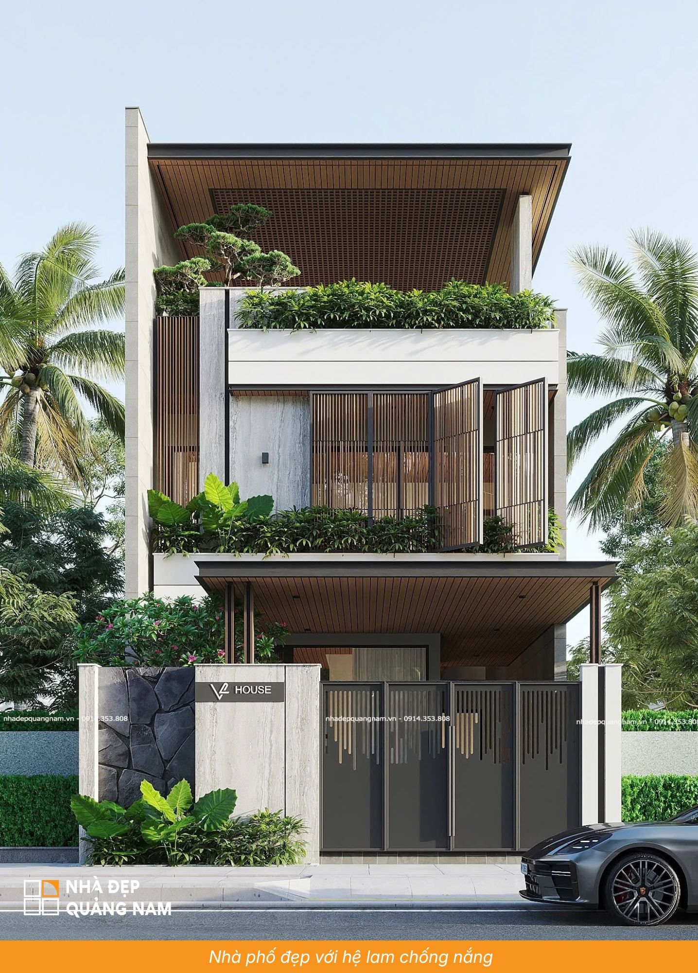 Nhà phố đẹp với hệ lam chống nắng