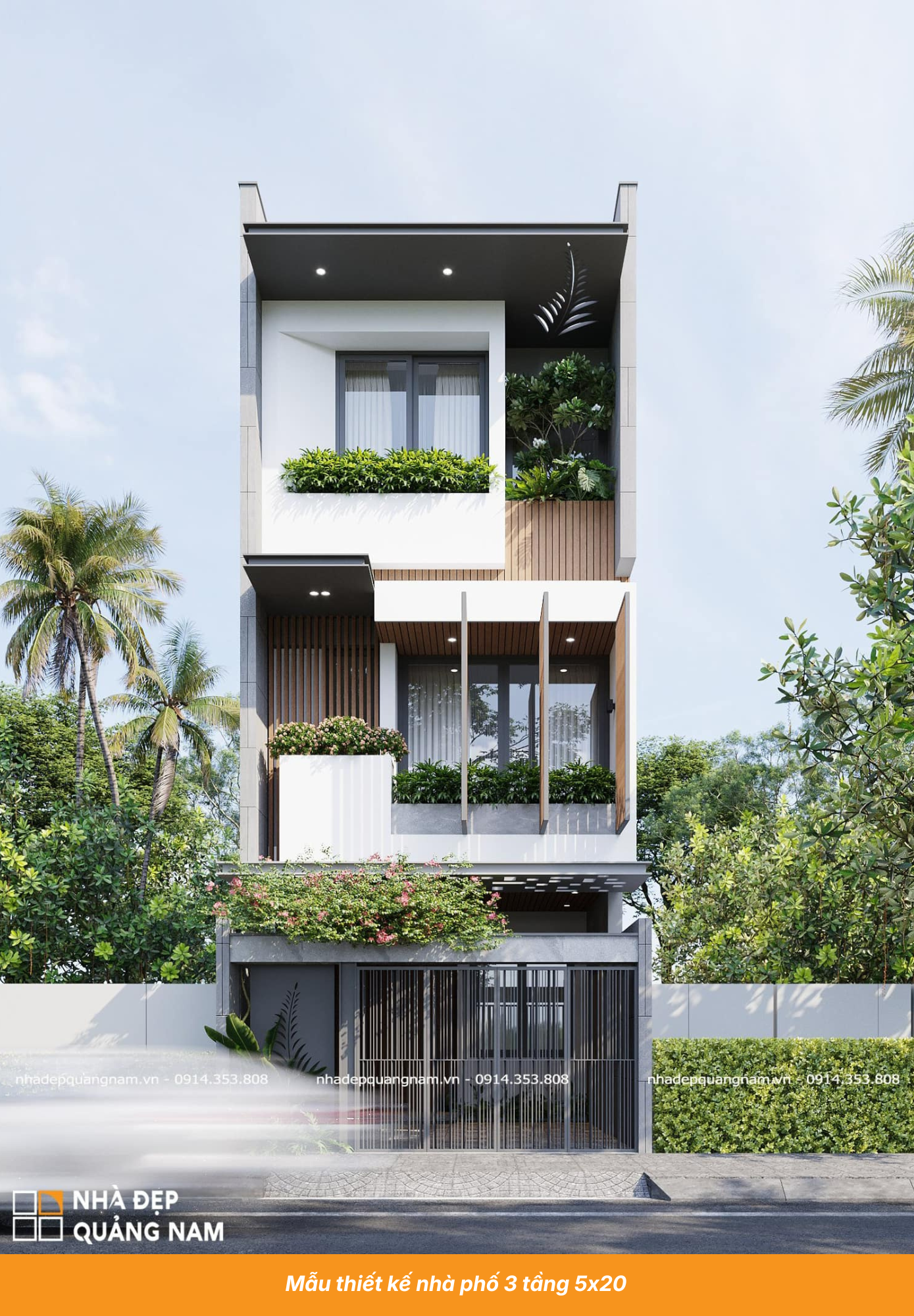 Mẫu thiết kế nhà phố 3 tầng 5x20