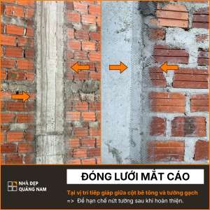 Đóng lưới mắt cáo để chống nứt tường
