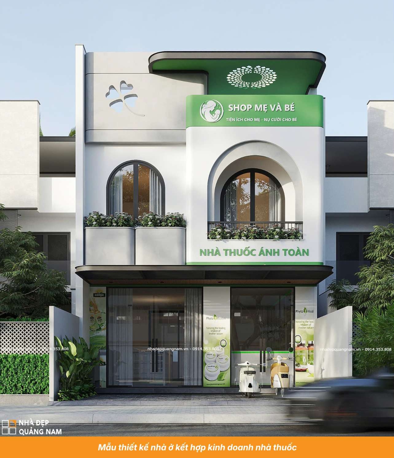 Mẫu thiết kế nhà ở kết hợp kinh doanh nhà thuốc