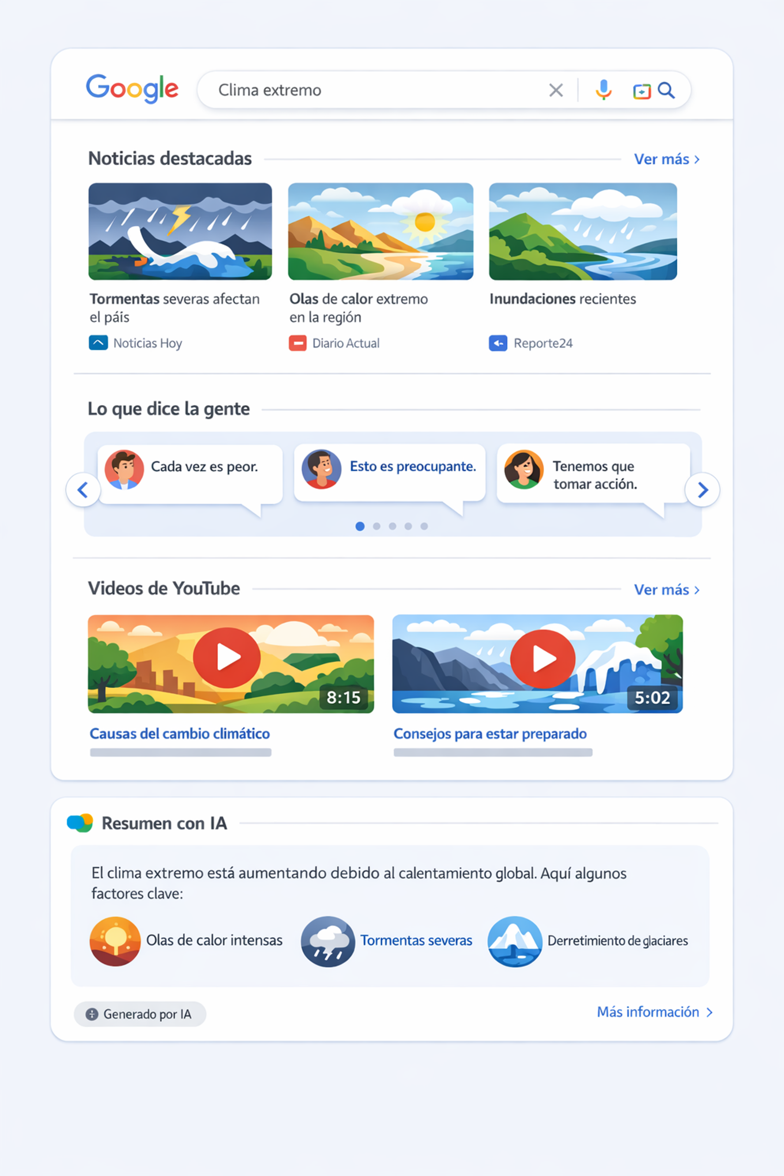 SERP IA 2026 con Google Discover y contenido social
